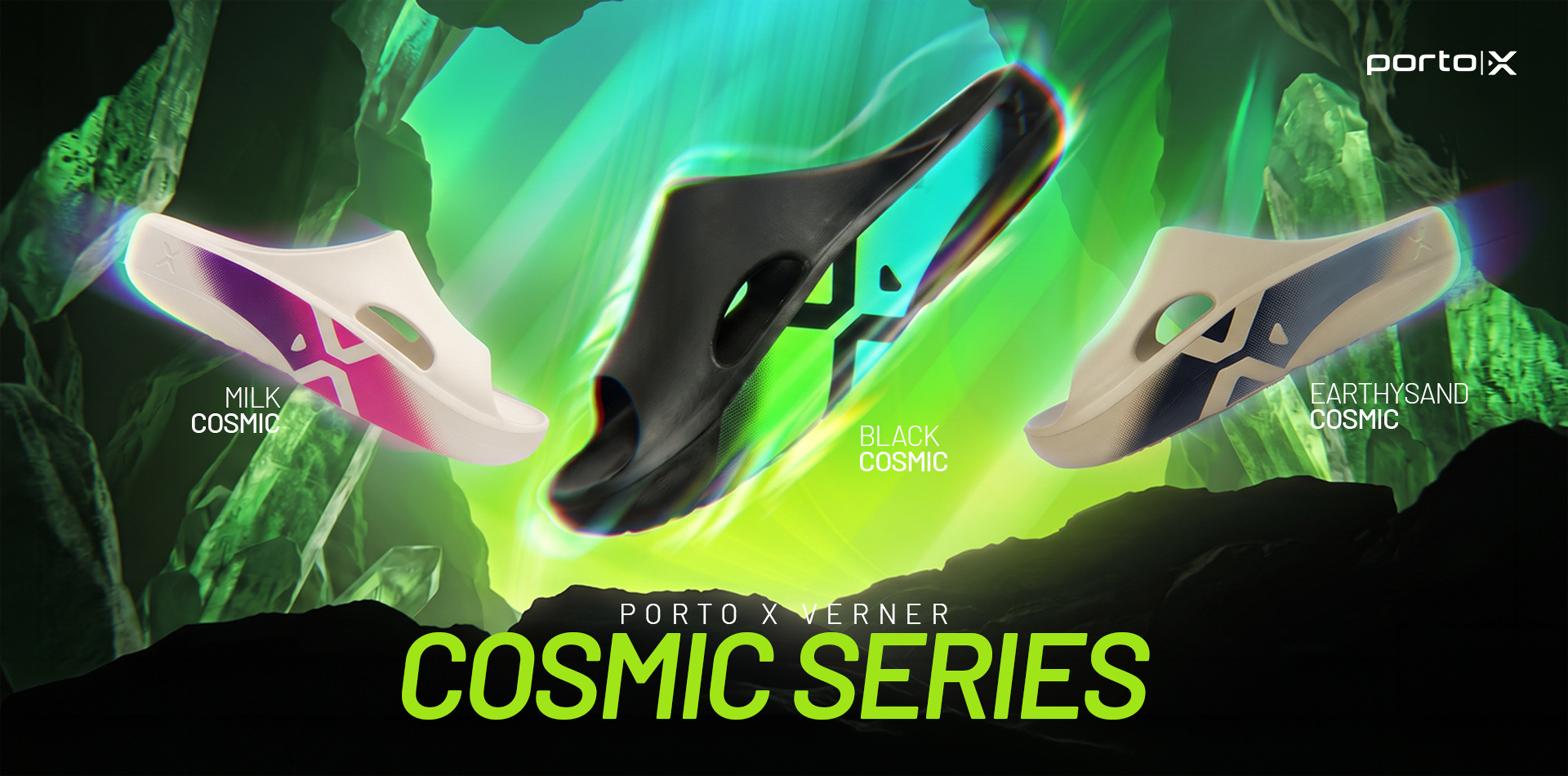 Recovery Sandal Porto X Verner Aurora Cosmic Series Collection Milk Black Earthysand